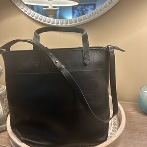 Madewell Black Leather Duffel Tote